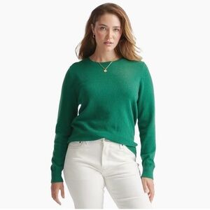 Quince Mongolian Cashmere Crewneck Long Sleeve Sweater Everglades Green Medium